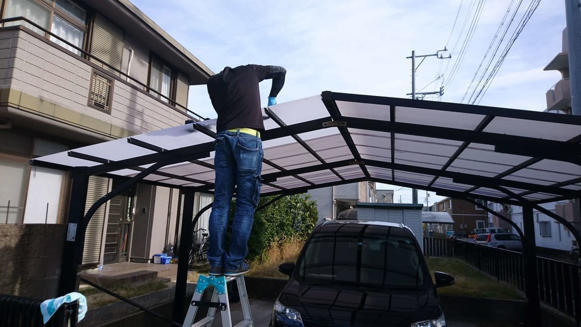 カーポート波板交換 名古屋市中区 | カーポート修理ならエクステリアの窓口名古屋市中区